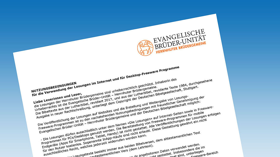 Nutzungsbedingungen für die Verwendung der Losungen im Internet und für Desktop-Freeware Programme
